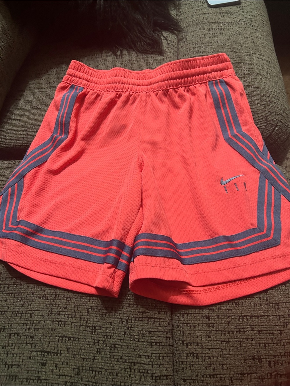 Nike Coral-Red Athletic Shorts with Gray Accents